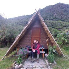 couple in love enjoying nature at the andean huts