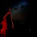 view of a starry night outside the andean huts
