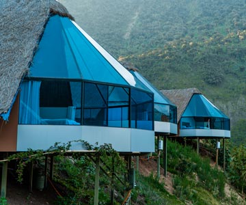 view of three mountain sky view domes