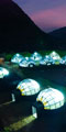panoramic view of the sky camp at dusk 