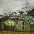 panoramic photo of the sky camp and misty landscape 